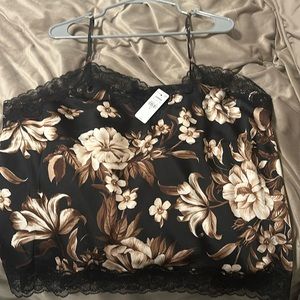 Lace floral tank top